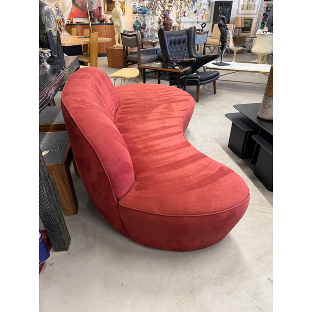 Vladimir Kagan Zoe Sofa for American Leather in Cinnabar Ultrasuede For Sale - Image 12 of 16