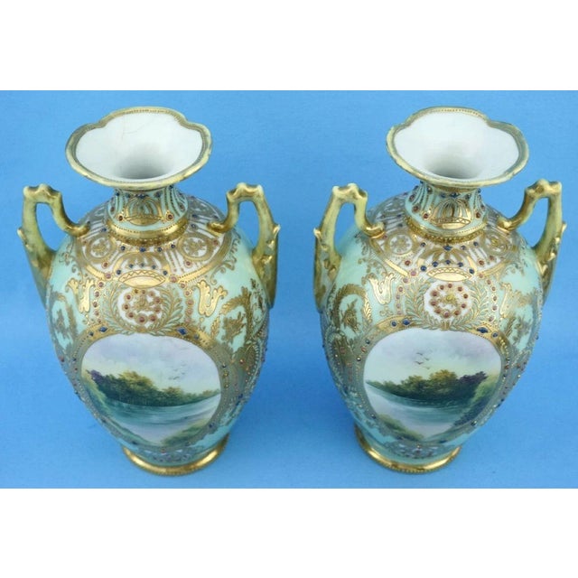 20th Century Empire Japanese Porcelain Vases with Gold Moriage Decoration, Noritake, 1890s, Set of 2 For Sale - Image 10 of 18