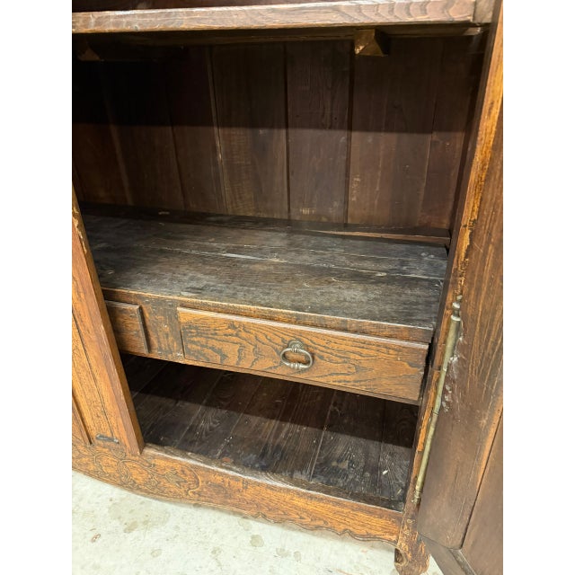 Chestnut 18th Century Country French Louis XV Style Chestnut Armoire With Bonnet Top, Circa 1790 For Sale - Image 8 of 14