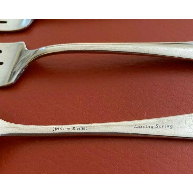 Mid-Century Modern Stunning Mid 20th Century Lasting Spring Salad Forks- Set of 3 No Monograms For Sale - Image 3 of 3