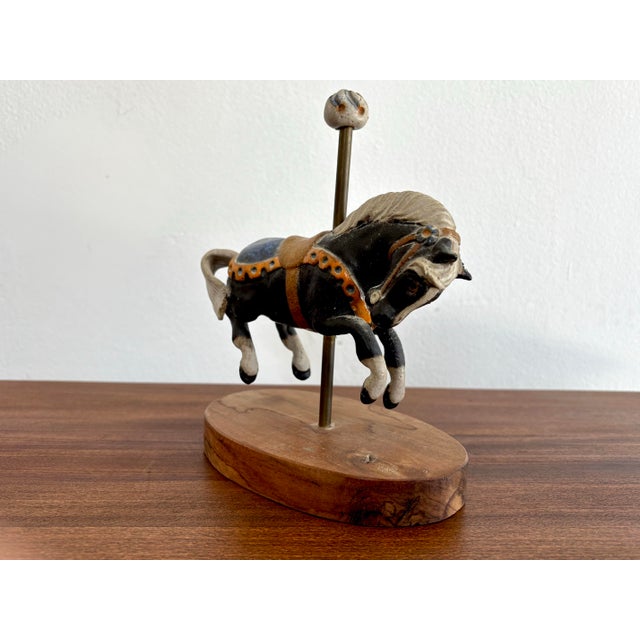 Beautiful and rustic, this matte studio pottery carousel horse feels influenced by Asian aesthetics. Marked with artisan's...