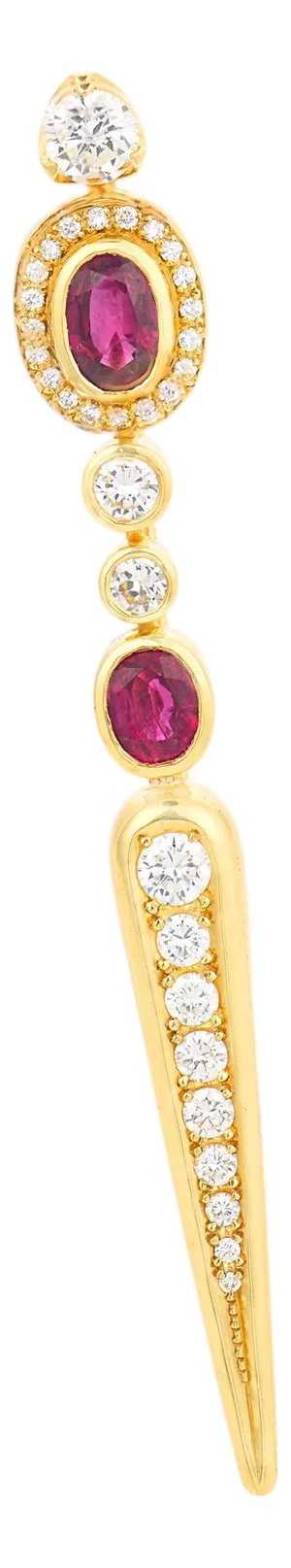 Vintage Ruby Diamond 18k Yellow Gold Brooch