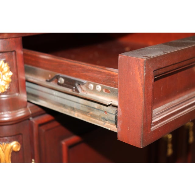 Brown Custom-Made Mahogany Carved French Directoire Style Gilded Sideboard Buffet For Sale - Image 8 of 10