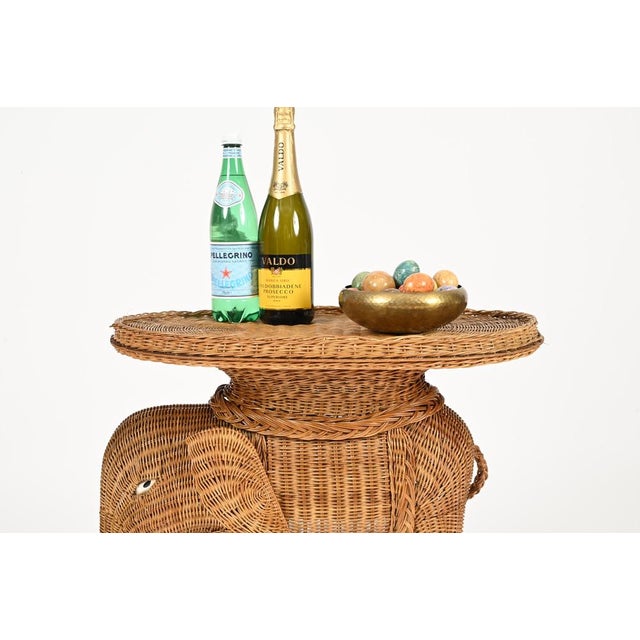 Large Rattan and Wicker Elephant Side Table from Vivai Del Sud, Italy, 1970s For Sale - Image 12 of 16