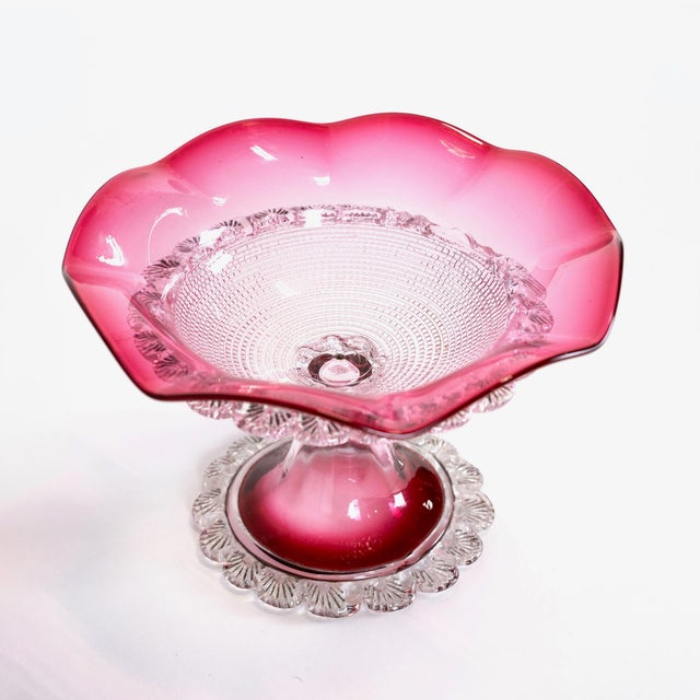 Pink 1960s Murano Style Art Glass Pink Candy Bowl For Sale - Image 8 of 11