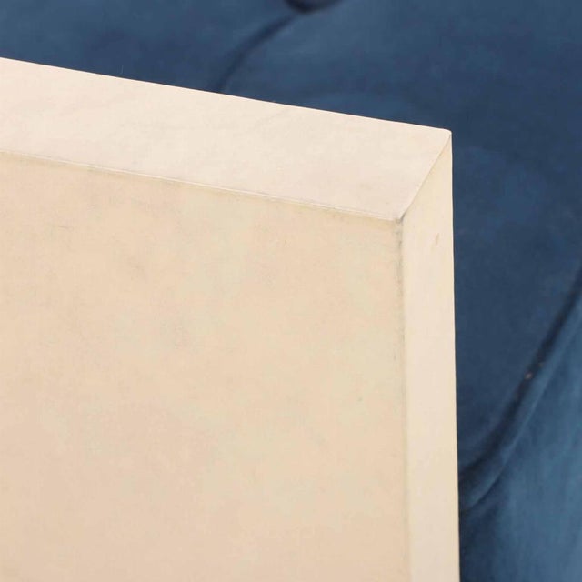 A Large Parchment Covered Upholstered Bench in the Manner of Jean-Michel Frank. For Sale In Philadelphia - Image 6 of 6