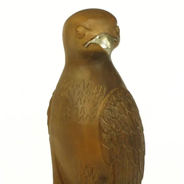 Carved Wood & Silver Sculpture of Raptor Bird on Falconer's Hand For Sale In Chicago - Image 6 of 9