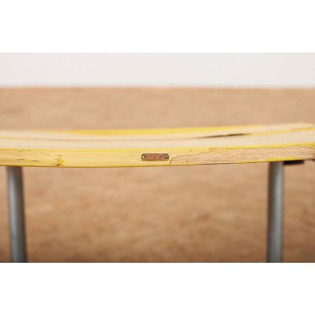 Stackable Yellow Model 1023 Garden Chair Set in Galvanized Steel Tubing and Wooden Slats by Embru, 1934, Set of 2 For Sale - Image 9 of 14