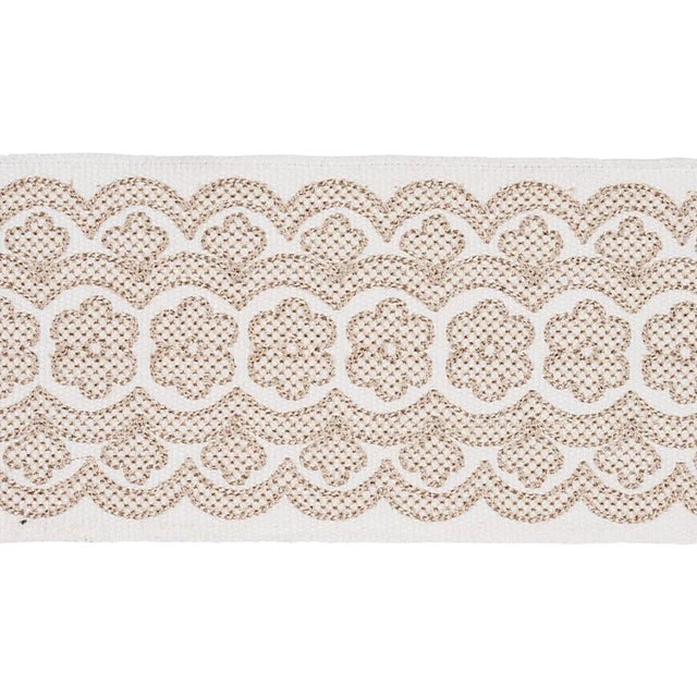 Sample - Schumacher Astrid Embroidered Tape in Natural For Sale