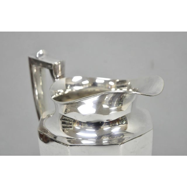 Vintage Art Deco Silver Plated Octagonal Faceted Water Pitcher by Homan Plate For Sale - Image 4 of 16