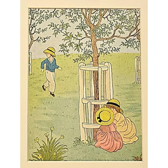 1934 Set of 3- Vintage French Prints-Children at Play, Matted For Sale - Image 4 of 4