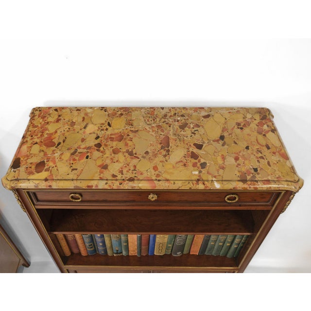 Antique Louis XVI Style Plum Pudding and Gilt Bronze Bookcases by Lescalier De Cristal Paris, 1890, Set of 2 For Sale - Image 5 of 18