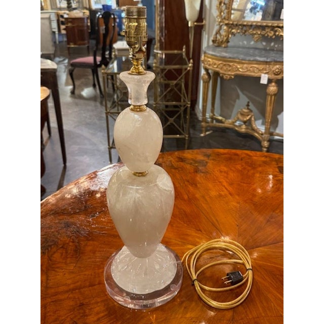 Traditional Polished Rock Crystal Lamp For Sale - Image 3 of 5