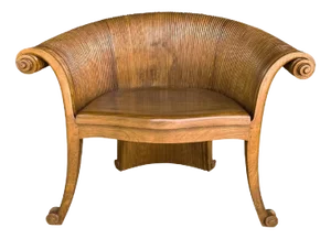 Sculptural Teak Wood Chair With Carved Detailing