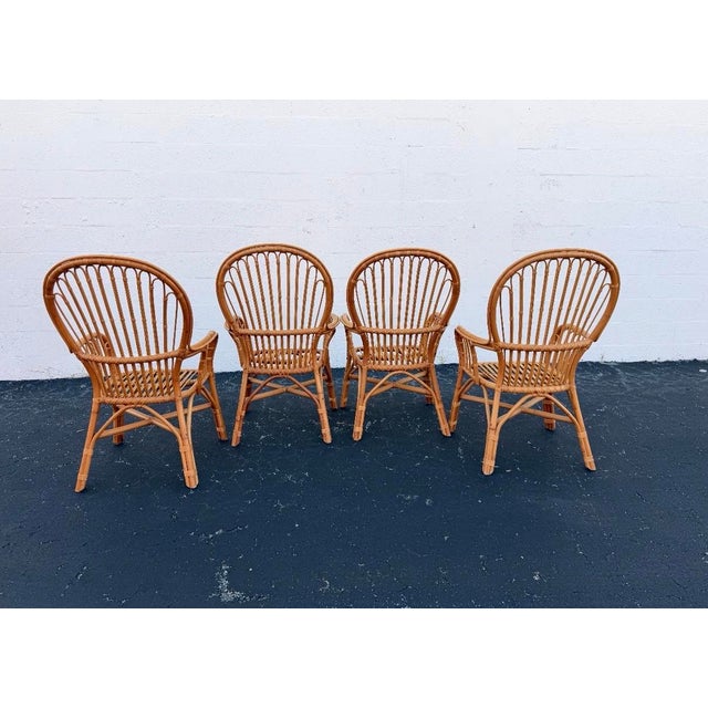 Franco Albini Vintage Franco Albini’s Style Rattan Lounge Chairs - Set of 4 For Sale - Image 4 of 9