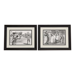 19th Century Victorian Lawn Tennis Framed Prints - A Pair For Sale