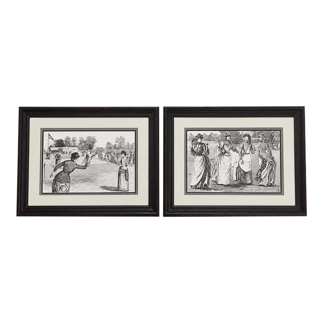 19th Century Victorian Lawn Tennis Framed Prints - A Pair For Sale