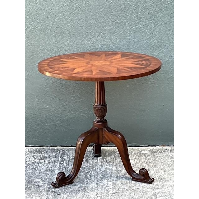 Neoclassical Vintage Maitland Smith Inlay Side Table For Sale - Image 3 of 12