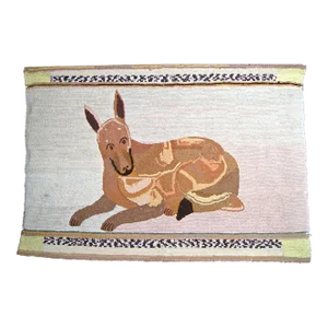 American Folk Art Hooked Rug Decorated With a Dog