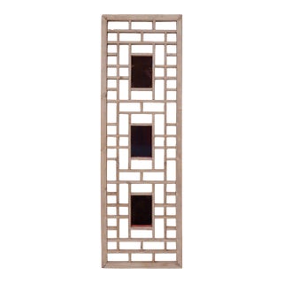 Chinese Mirrored Lattice Window Panel, C. 1900 For Sale