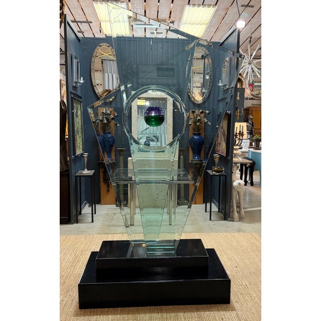 Late 20th Century Monumental Studio Glass Architectural Sculpture with Suspended Sommerso Vase For Sale - Image 5 of 13