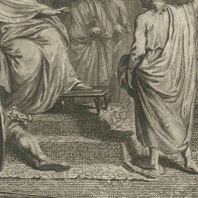 Pieter Mortier, Daniel Interprets the Dream and the Fiery Furnace, Pieter 1700, Engraving For Sale - Image 4 of 12