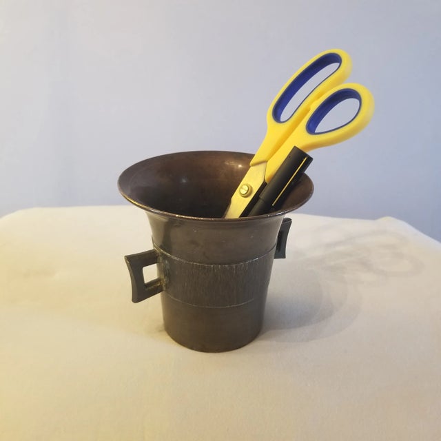 Chestnut Mid 20th Century Flare Lip Bronze Mortar Cup With Handles For Sale - Image 8 of 8