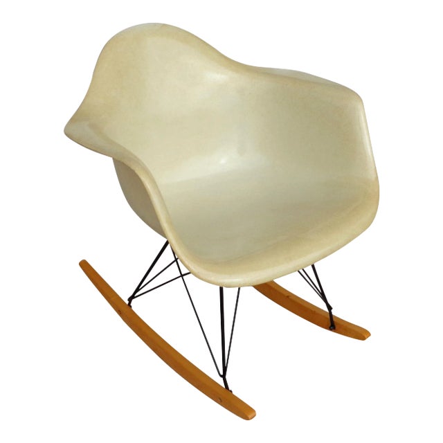 Eames for Herman Miller Fiberglass Parchment Shell RAR Rocker For Sale