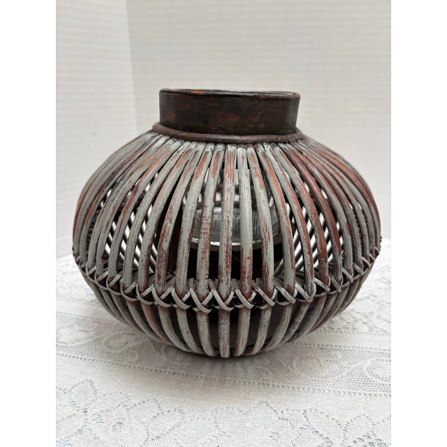 Vintage Rustic Round Wood Candleholder or Plant Vessel For Sale - Image 4 of 10