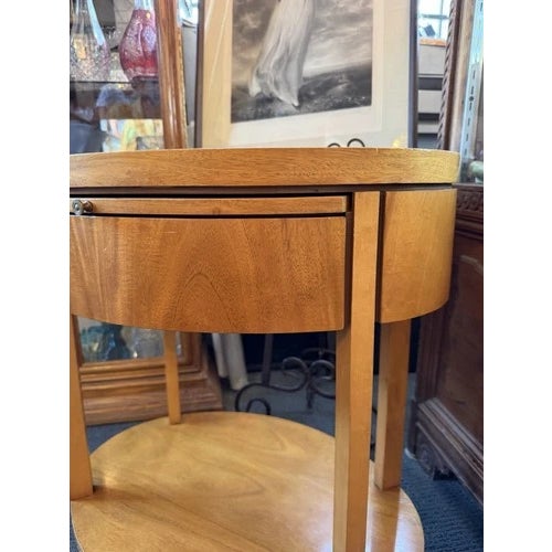 1980s Charles Pfister for Baker Furniture Oval Burl Veneer 1 Drawer Nightstand For Sale - Image 9 of 12
