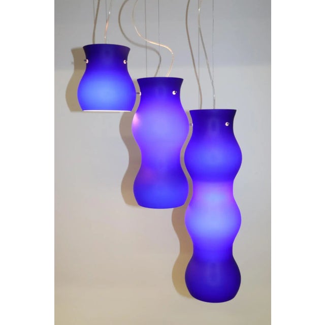 Royal Blue 1990s Modern Murano Glass Pendant Blue Glass For Sale - Image 8 of 12