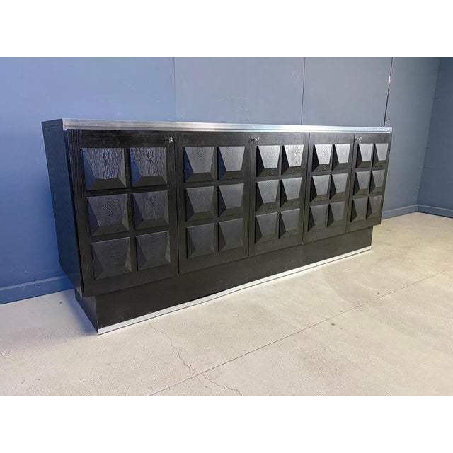 Black Brutalist Credenza, 1970s For Sale - Image 4 of 11
