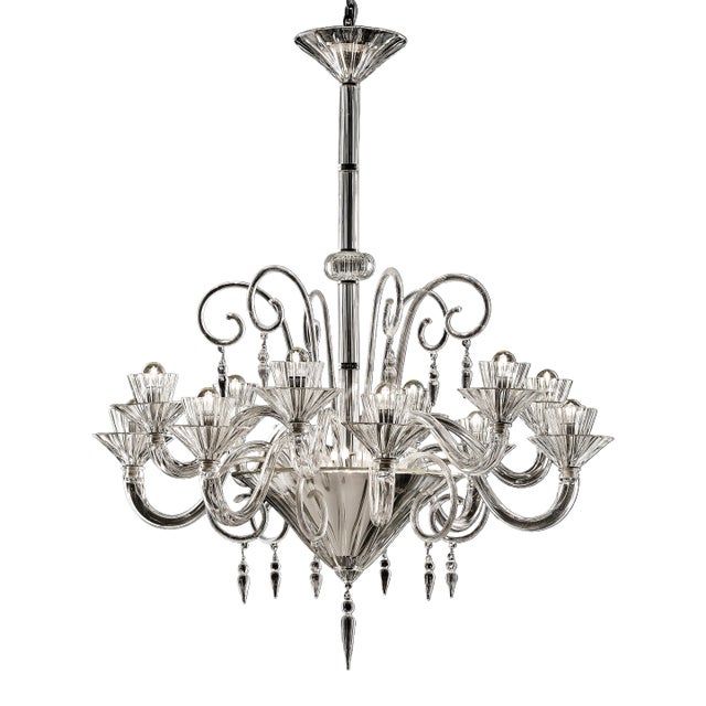 Huge Imperial Trasparent "Rigadin" Murano Glass Chandelier For Sale