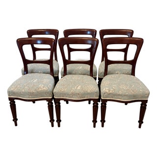 Antique Victorian Mahogany Dining Chairs with Reeded Legs, 1860, Set of 6 For Sale