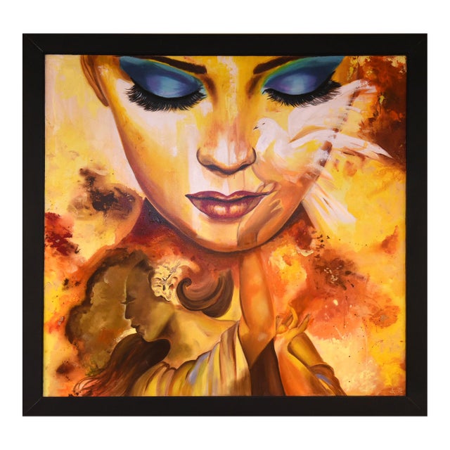 Golden Dreams Acrylic Painting by Lily For Sale