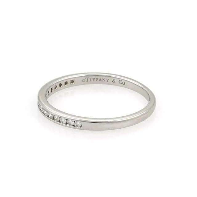 Contemporary Tiffany & Co. Channel Set Diamond Half Circle Platinum 2.5mm Band Ring - Size 9 For Sale - Image 3 of 6