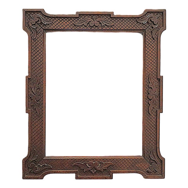 19th C. Carved Wood Picture Frame Fits 14" X 11" Rabbet Opening Antique Victorian For Sale