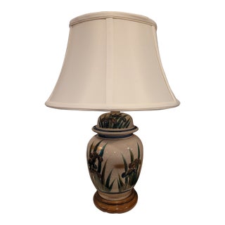 Vintage Asian Porcelain Iris Lamp For Sale