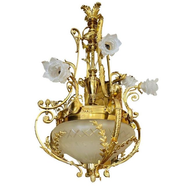Large 8-Arm Chandelier in Cast Brass, Early 20th Century For Sale - Image 11 of 17