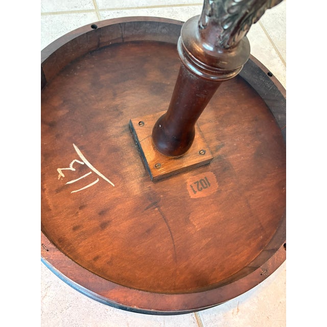 Vintage Hand Carved Tripod Pie Crust Wood Accent Table in the Manner of Chippendale For Sale - Image 16 of 16