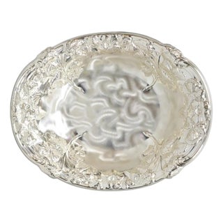 Vintage WMF Germany Ikora Silver Plated Brass Floral Repousse Nut Dish Bowl For Sale