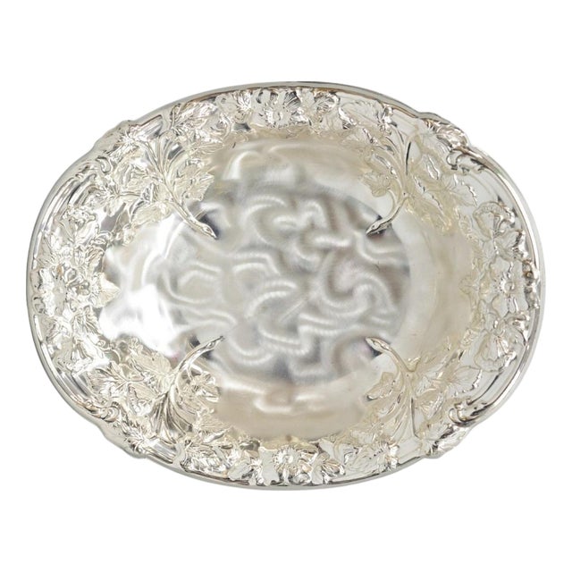 Vintage WMF Germany Ikora Silver Plated Brass Floral Repousse Nut Dish Bowl For Sale
