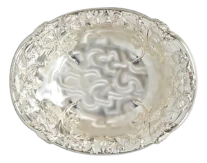Vintage WMF Germany Ikora Silver Plated Brass Floral Repousse Nut Dish Bowl