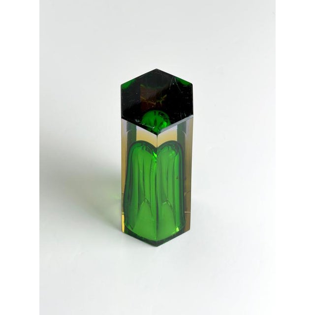 Glass Murano Glass Sommerso Hexagonal Vase in Green, Yellow and Lilac, 1960s For Sale - Image 7 of 10
