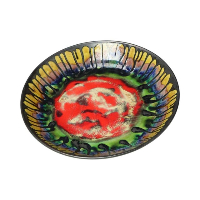 Large Droplet Glazed Ceramic Fruit Bowl or Wall Decoration, 1960s For Sale - Image 11 of 14