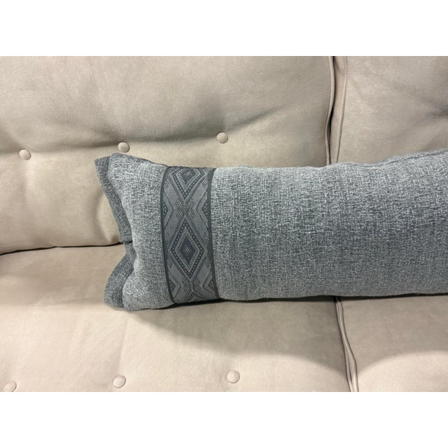 2020s Textured Gray Bolster Pillow For Sale - Image 5 of 12