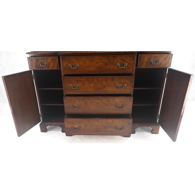 Beacon Hill Two Part Crotch Flame Mahogany Individual Glass Pane Breakfront MINT!