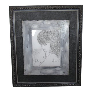Framed Drawing of Mother and Child For Sale