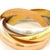 An unmistakable icon of luxury jewelry design, this authentic Cartier Trinity ring is crafted in 18 karat yellow, white,...