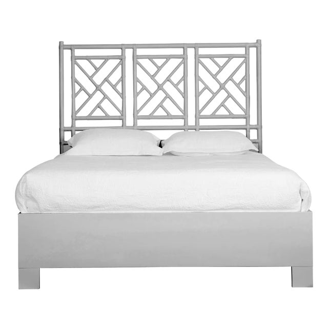 Chippendale Standard Bed Double, Light Gray For Sale